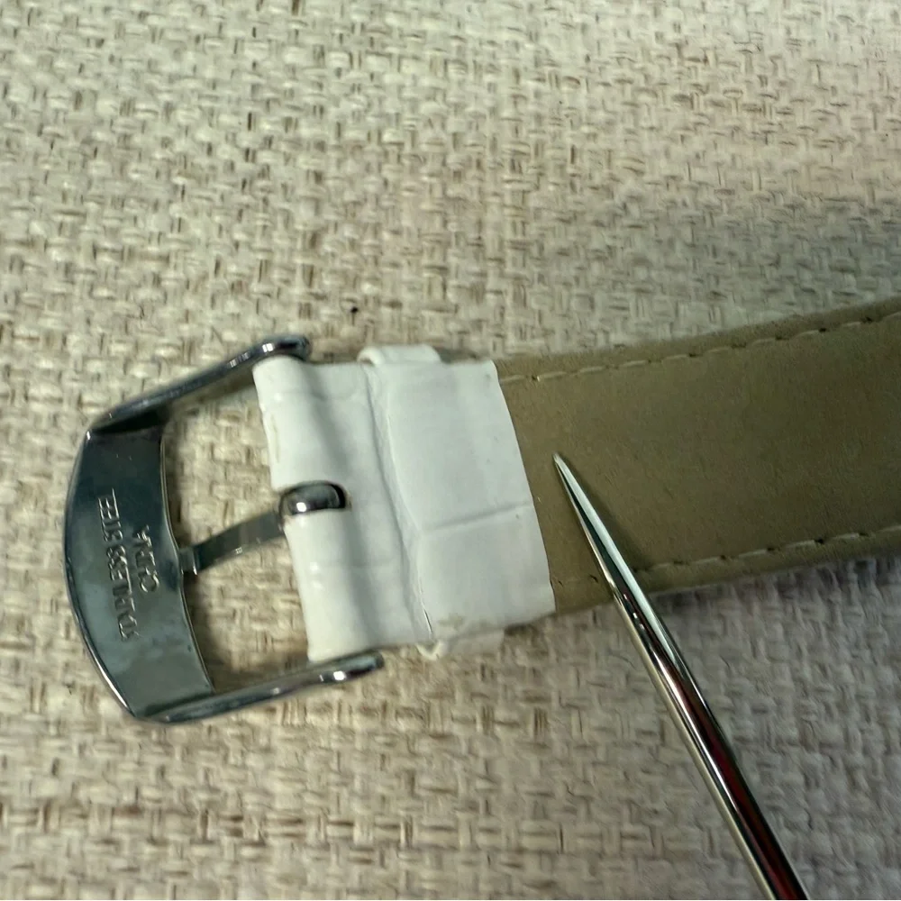 Dooney & Bourke Silvertone Crystal Watch with White Croc Leather Band - Picture 6 of 8